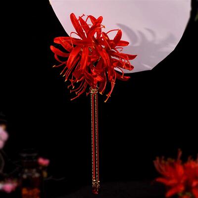 1Pc Red Flower Hairpins Side Clips Elegant Floral Headdress
