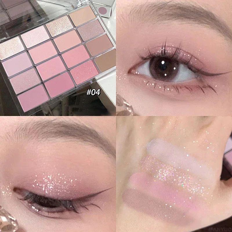 20-Color Korean Eyeshadow Palette Matte Pearlescent Low Satu图片