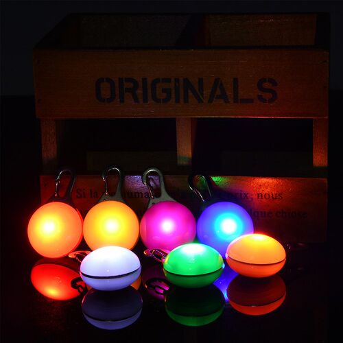 LED Luminous Dog Cat Collar Pendant Glowing Charm Lights Col