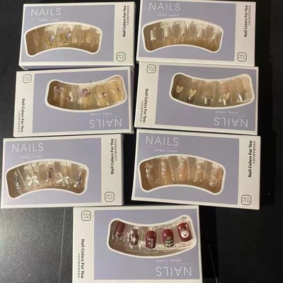 24pcs Wearable Pink Press On Fake Nails Tips With Glue false