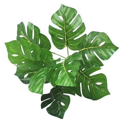 9 Heads Artificial Plants Tropical Green Turtle Leaves Leaf