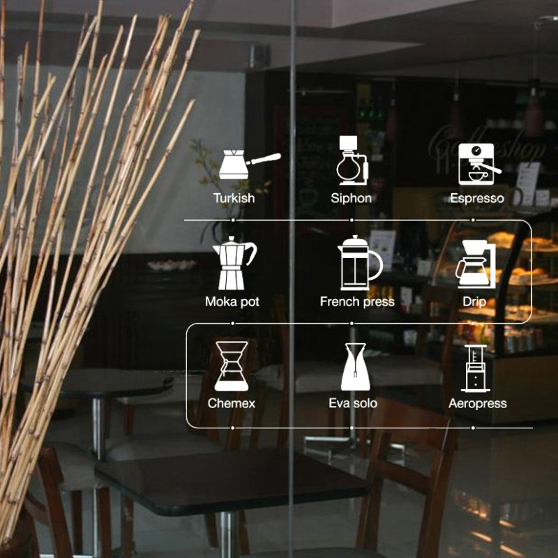 创意个性咖啡制作器具咖啡壶/机馆餐厅简餐店铺橱窗玻璃贴墙贴画