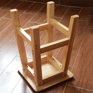 实木四方凳家用高脚凳小原木高板凳学生凳餐桌加厚方凳吧台椅