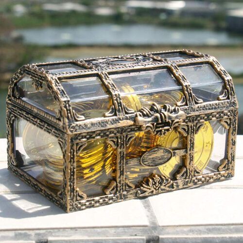 Vintage Transparent Pirate reasure Storage Box Organizer Ear
