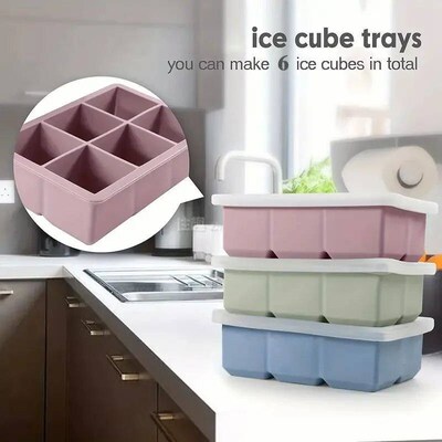 【Hot sales】1pc, Ice Cube Tray With Lid, 6 Cavity Flexible
