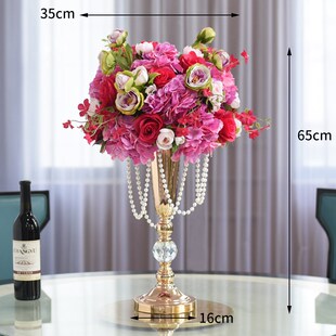 仿真花假花高档水晶桌花酒店婚礼餐厅宴会桌面装饰摆件道具餐桌花