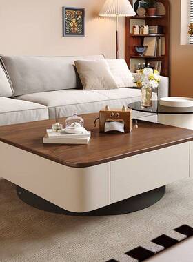 方形岩板几代现简约轻用奢客茶厅家中古风黑色茶桌JER极简组合