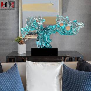脂装饰摆设树仿大琉璃蓝色艺术品酒hy-220店堂雕摆塑件
