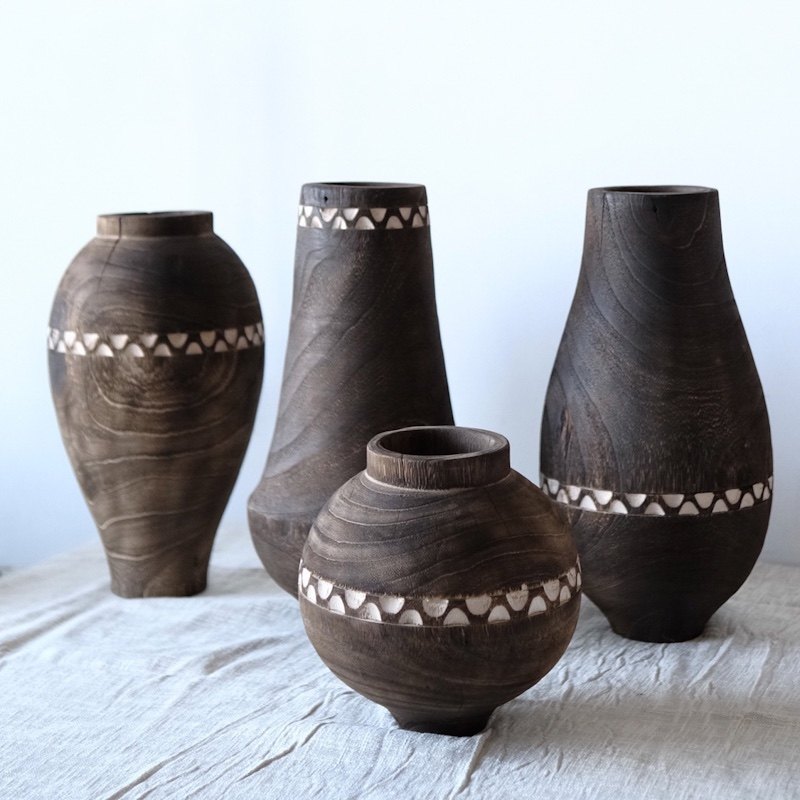 手工木质花瓶雕刻花纹侘寂风格摆件中古波西米亚民族风花瓶花器,家居饰品,花瓶,淘宝优惠券,粉丝福利购,淘宝优惠卷
