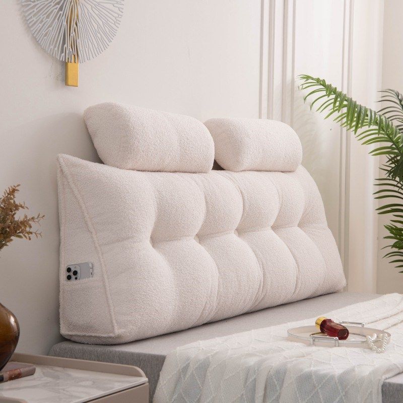 泰迪绒床头靠垫2024新款床上软包大靠背带头枕可拆洗飘窗护腰靠枕