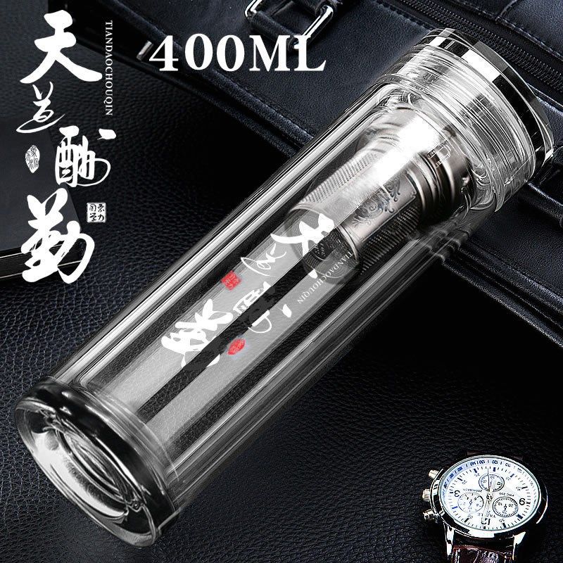 新款双层隔热一体水晶底玻璃杯男女士随手带盖茶杯定印字礼品水杯,餐饮具,定制/广告杯,淘宝优惠券,粉丝福利购,淘宝优惠卷