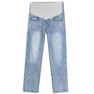 Pregnant Womens Denim Pants Straight High Waist Slimming Hi