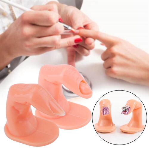 Nail Art Practice Soft Plastic Model Hand+5/10pcs Fake Nail
