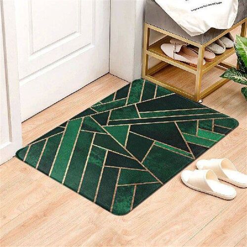 Green Geometric patterns Door Mat Hallway Balcony Kitchen