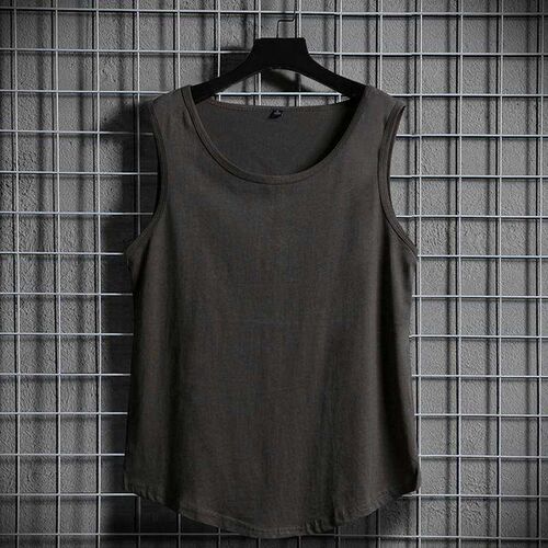 Simple Edition Solid Color Undershirt Mens Loose Waistcoat