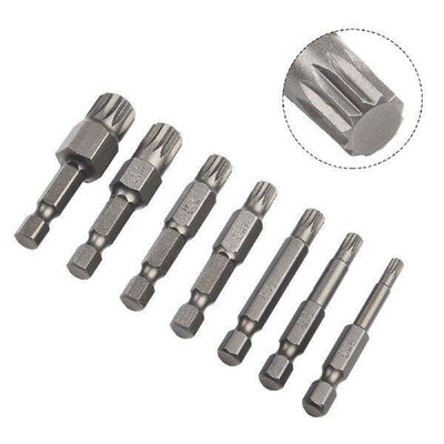 7 Pcs 12 Point Torx Screwdriver Bit Set 50mm Magnetic