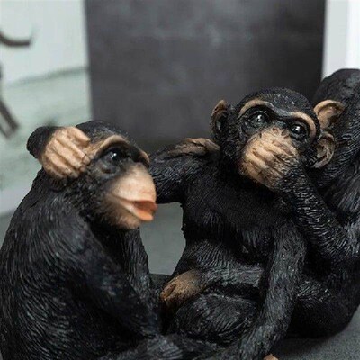 Creative Cute 3-Monkeys Statue Do Not Say Talk See Resin