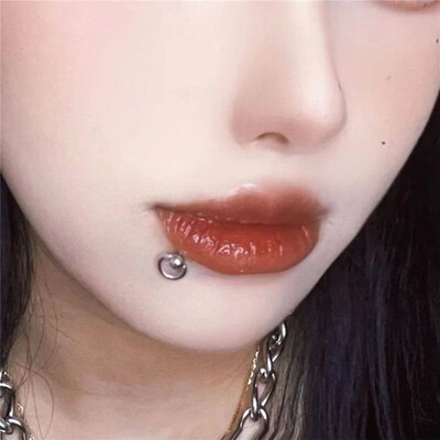 1Pcs Titanium Steel Piercing Lip Stud Gothic Round Barbell L