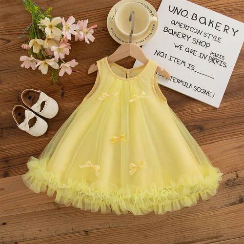Princess Style Bow Chiffon Baby Girl Dress, Summer  Children