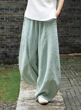 Cotton and linen baggy knickerbockers 日系大码棉麻宽松灯笼裤