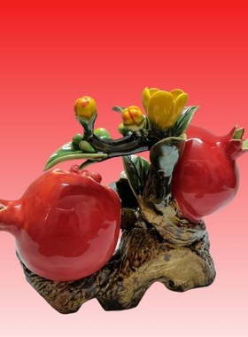 石湾公仔石榴陶瓷家居创意过寿送礼品工艺品装饰摆件桌面摆件客厅