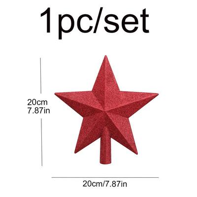 1pc Christmas tree top glitter five pointed star decoration