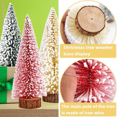 Mini Christmas Snow Tree: Small Pine/Cedar Desktop Decor