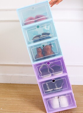 6个6pcs Transparent plastic shoe box dustproof Shoes cabinet