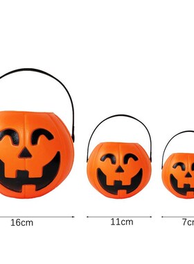 Mini Halloween Pumpkin Bucket Plastic Candy Pot Cauldron Hol