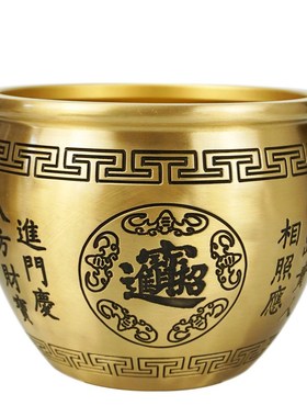 百福铜缸黄铜米缸摆件招财进宝铜缸家居客厅店铺开业聚宝盆礼品
