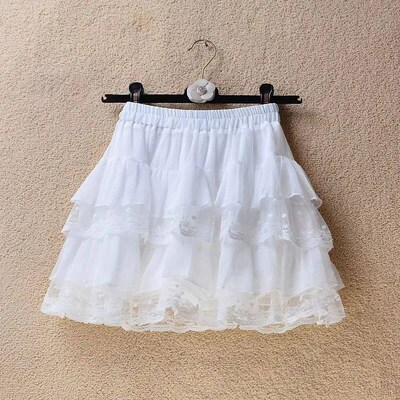 Elatic Gothic Lace Tutu Skirt Women Black Meh Detail Pettico