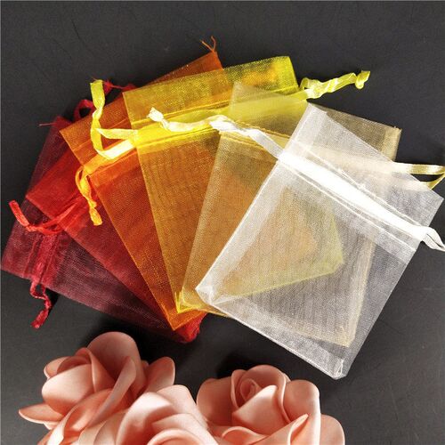 25/50 Pcs/lot White Drawstring Organza Bags&small Pouches Je
