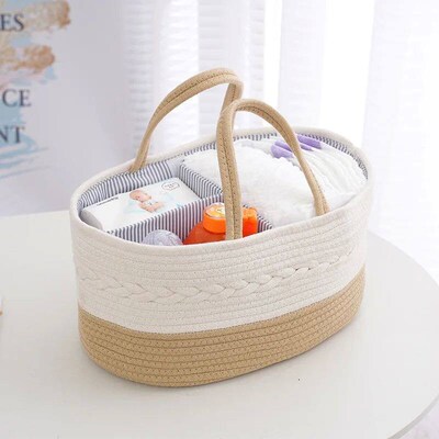 Cotton Baby Diaper Caddy Organizer Nursery Storage Bin Baske