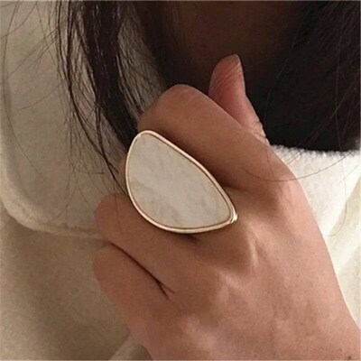 Exaggerate Metal Alloy Pearl Flower Rings for Women Vintage