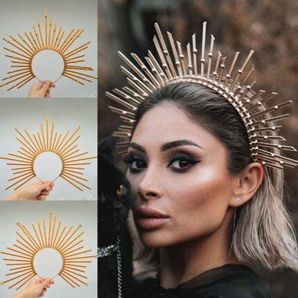 Halocrown Barok Mahkota Tiara Mary Halocrown Ikat Kepala Sun