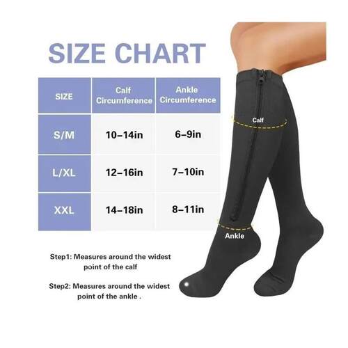 1 Pair Medical Zipper Compression Socks Women Men High Elast