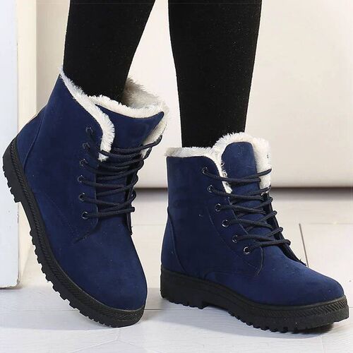 Womens Winter Boots Low Heels Women Boots With Fur Warm Win