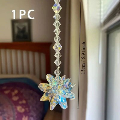 1PC Sparkling Glass Suncatcher Crystal Star Hanging Ornament