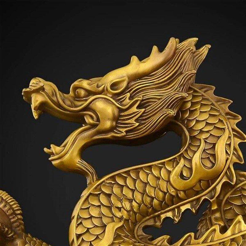 New Brass Chinese Feng Shui Dragon Statue Sculpture Home图片