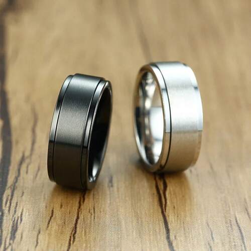 Vnox 6/8mm Spinner Ring for Men Sress Release Accessory Clas