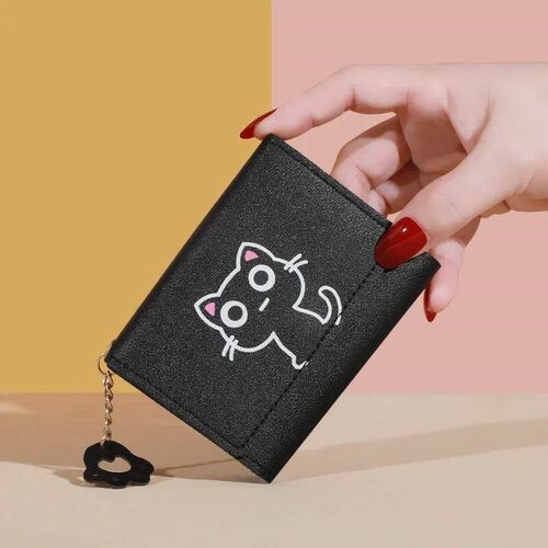 2023 New Small Wallet Female Cat Short Fold Personalized Stu