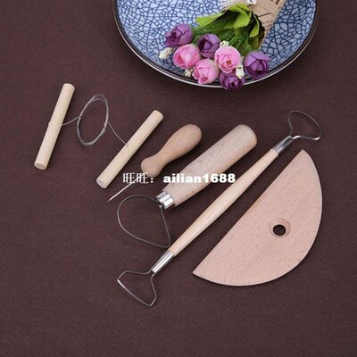 5pcs Modeling Carving Ceramic Tools Kit Wood Pottery Clay Sc