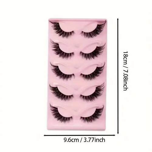 Hot Selling Makeup 5 Pairs Cat Eye Lashes Faux Eyelashes  Ey