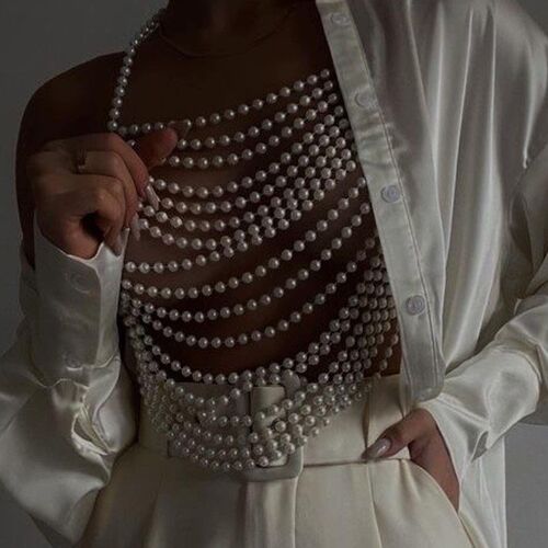 Skl000214 Hand-made Beaded Hollow-out Backless Body Chain Wo