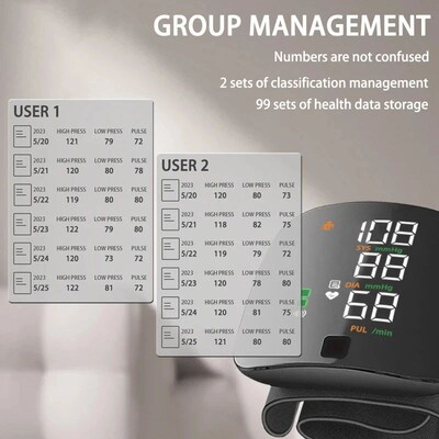 Wrist Type Blood Pressure Monitor LED Display Fast Measureme