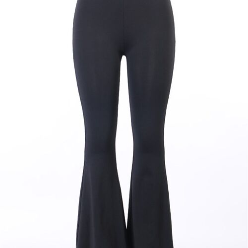 Viifaa Black Solid High Waist Skinny Flare Pants Women 2022
