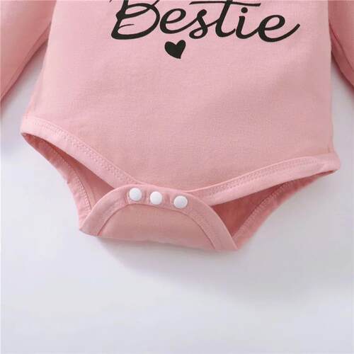 3PCS Newborn Baby Girl Daily Clothes Set Mama Print Long Sle