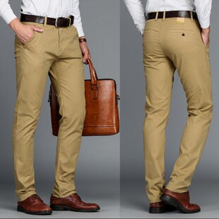 Mens Pants Cotton Casual  Stretch Male Trousers Long Straigh