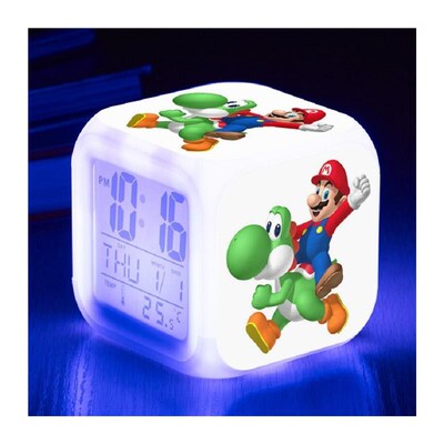 Anime Super Mario Light LED Alarm Clock Decoration Children&