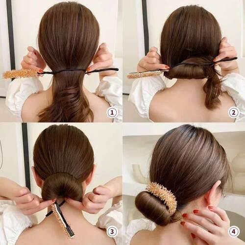 Korean Fashion Crystal Pearl Updo Hair Clips Elegant Braid H